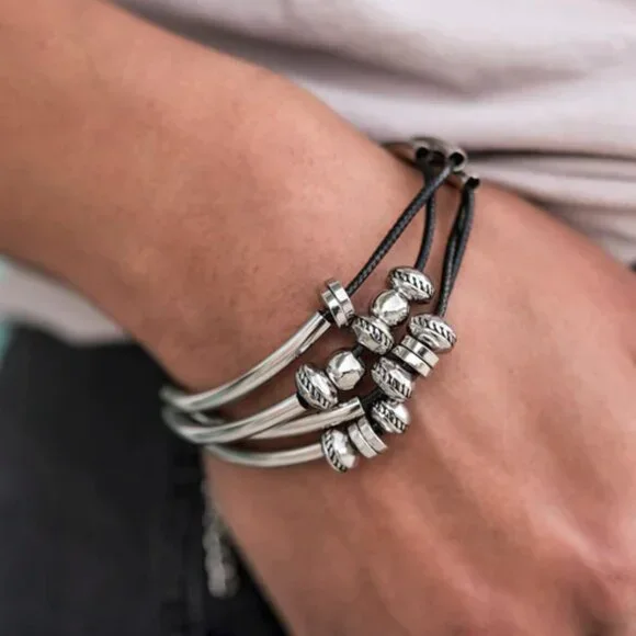 Paparazzi Jewelry Accessories - We Aim To Please - Black Bracelet - Vintage - Picture 3 of 4